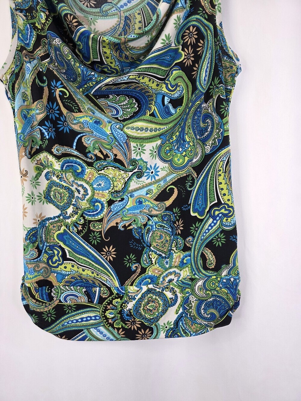 Speechless Women's Medium Multicolor Paisley Cowl Neck Stretch Blouse Y2k 2000s - Picture 6 of 15